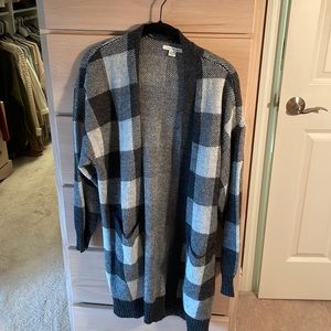 Checkered black and grey cardigan